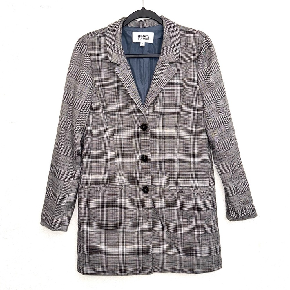 BB Dakota by Steve Madden Plaid Button Front Blazer Jacket Size Small